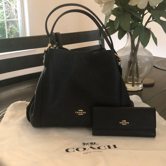 Coach Handbags - Black Pebble Edie 31 with matching wallet